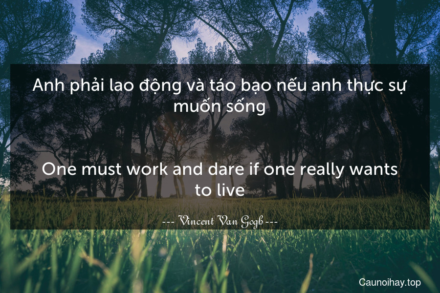 Anh phải lao động và táo bạo nếu anh thực sự muốn sống.
-
One must work and dare if one really wants to live.