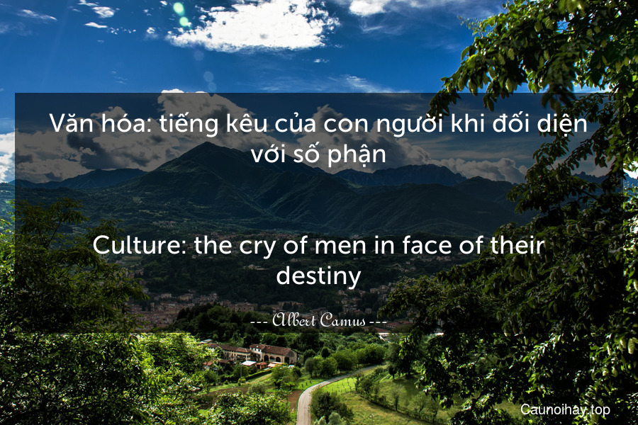 Văn hóa: tiếng kêu của con người khi đối diện với số phận.
-
Culture: the cry of men in face of their destiny.