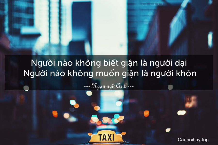 Người nào không biết giận là người dại. Người nào không muốn giận là người khôn.