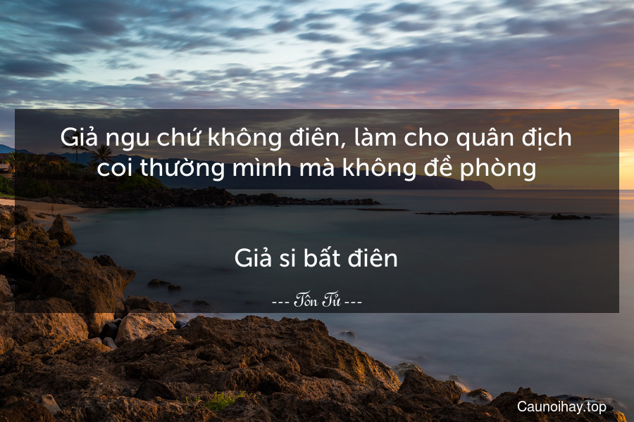 Giả ngu chứ không điên, làm cho quân địch coi thường mình mà không đề phòng.
-
Giả si bất điên.