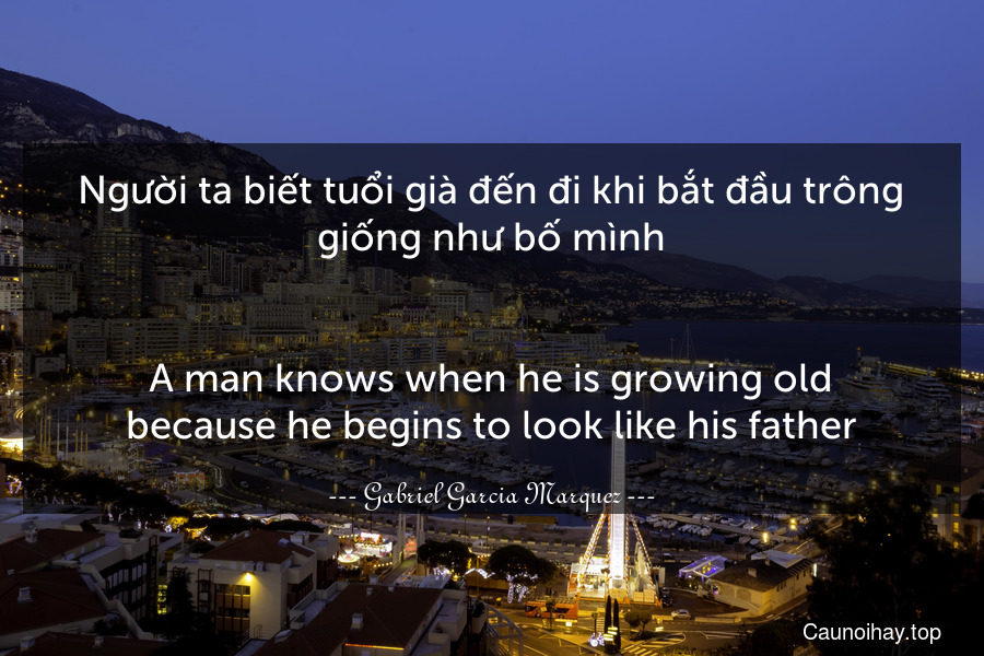 Người ta biết tuổi già đến đi khi bắt đầu trông giống như bố mình.
-
A man knows when he is growing old because he begins to look like his father.