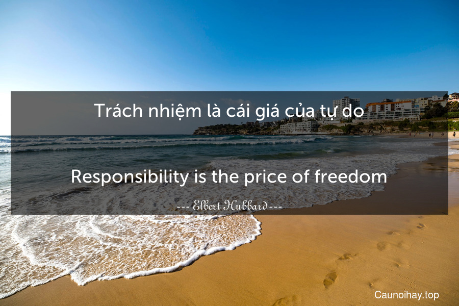 Trách nhiệm là cái giá của tự do.
-
Responsibility is the price of freedom.