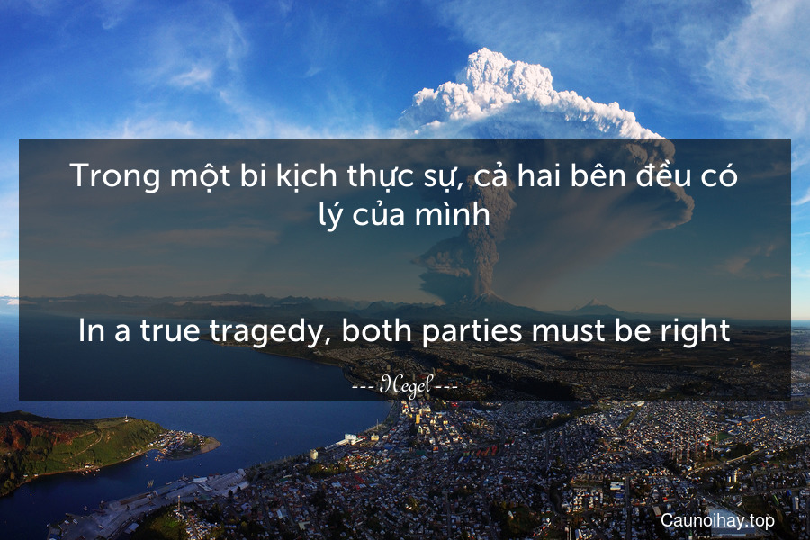 Trong một bi kịch thực sự, cả hai bên đều có lý của mình.
-
In a true tragedy, both parties must be right.