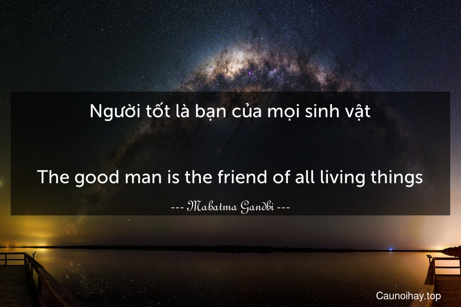 Người tốt là bạn của mọi sinh vật.
-
The good man is the friend of all living things.