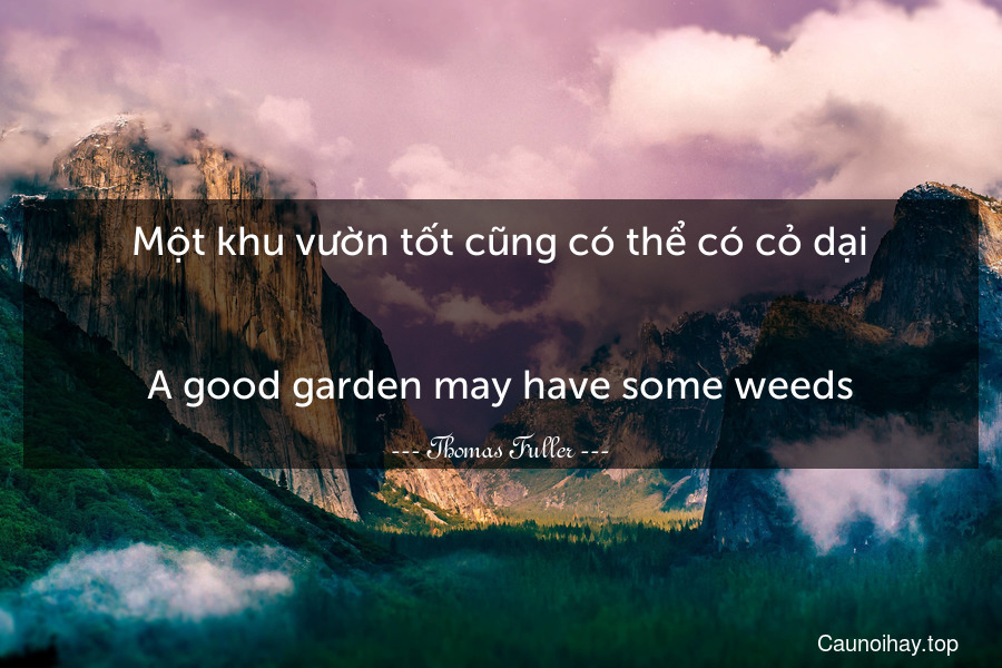 Một khu vườn tốt cũng có thể có cỏ dại.
-
A good garden may have some weeds.
