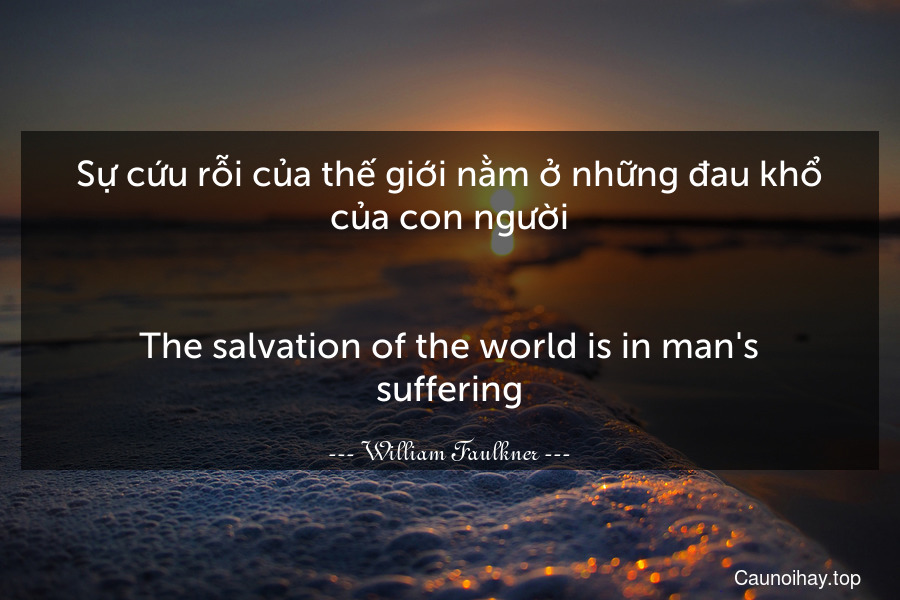 Sự cứu rỗi của thế giới nằm ở những đau khổ của con người.
-
The salvation of the world is in man's suffering.