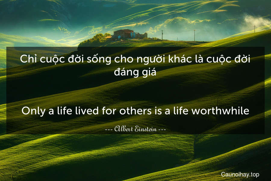Chỉ cuộc đời sống cho người khác là cuộc đời đáng giá.
-
Only a life lived for others is a life worthwhile.