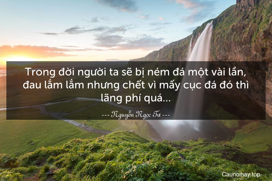 Trong đời người ta sẽ bị ném đá một vài lần, đau lắm lắm nhưng chết vì mấy cục đá đó thì lãng phí quá…