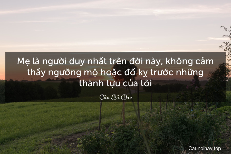 Mẹ là người duy nhất trên đời này, không cảm thấy ngưỡng mộ hoặc đố kỵ trước những thành tựu của tôi.