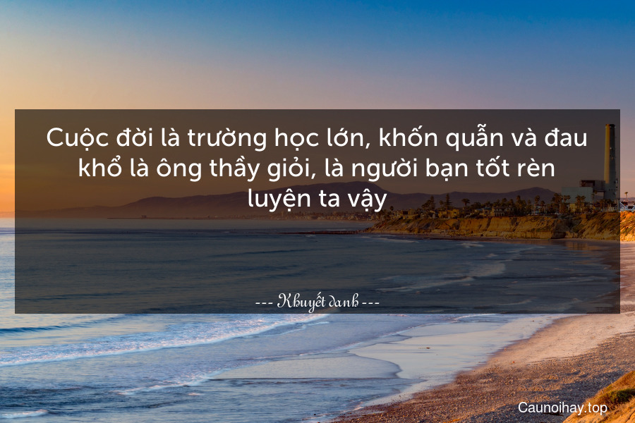 Cuộc đời là trường học lớn, khốn quẫn và đau khổ là ông thầy giỏi, là người bạn tốt rèn luyện ta vậy.

 