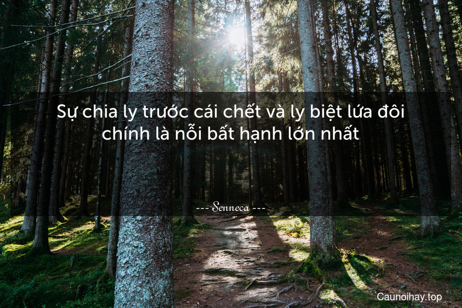 Sự chia ly trước cái chết và ly biệt lứa đôi chính là nỗi bất hạnh lớn nhất.

 