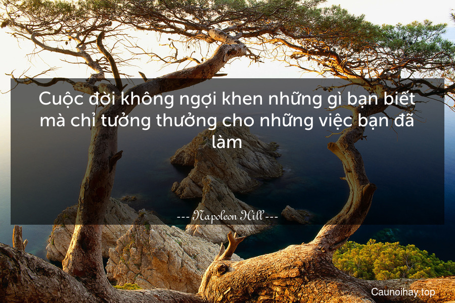 Cuộc đời không ngợi khen những gì bạn biết mà chỉ tưởng thưởng cho những việc bạn đã làm.

 