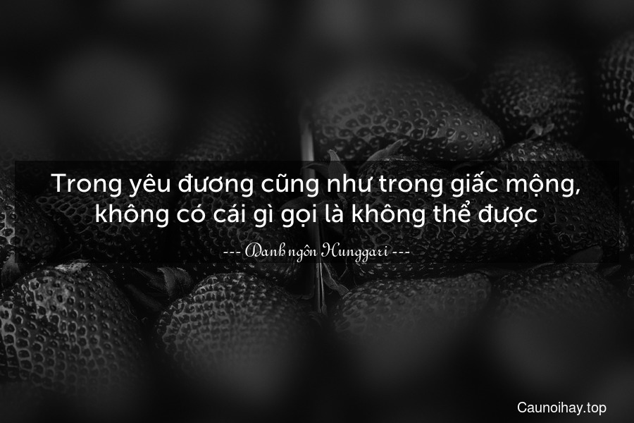 Trong yêu đương cũng như trong giấc mộng, không có cái gì gọi là không thể được.