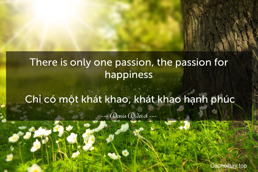 There is only one passion, the passion for happiness.
 Chỉ có một khát khao, khát khao hạnh phúc.