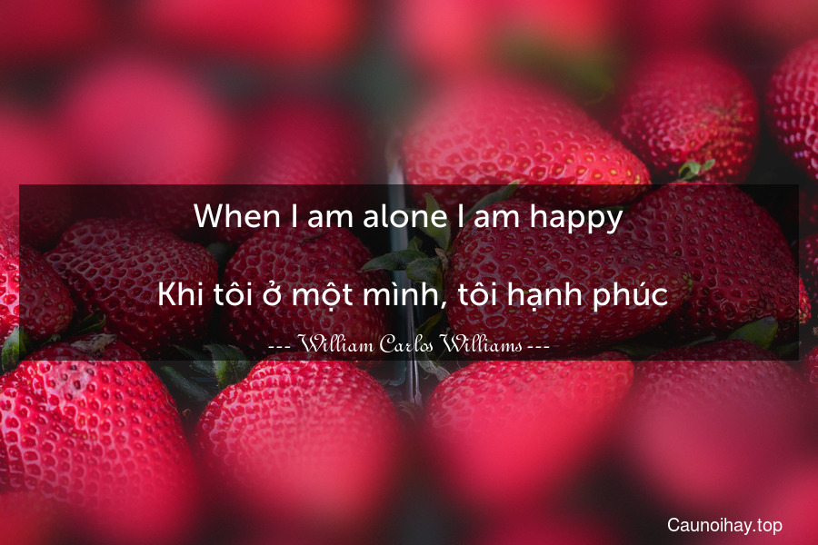 When I am alone I am happy.
 Khi tôi ở một mình, tôi hạnh phúc.
