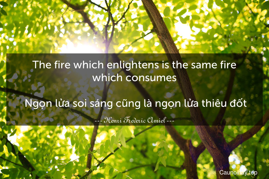 The fire which enlightens is the same fire which consumes. 
 Ngọn lửa soi sáng cũng là ngọn lửa thiêu đốt.