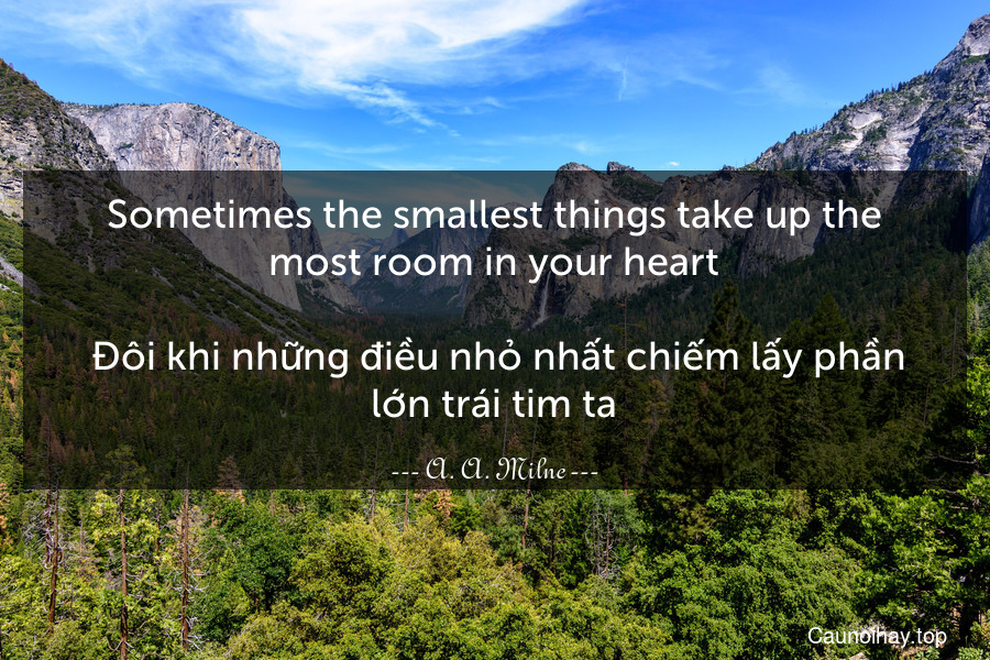 Sometimes the smallest things take up the most room in your heart.
 Đôi khi những điều nhỏ nhất chiếm lấy phần lớn trái tim ta.