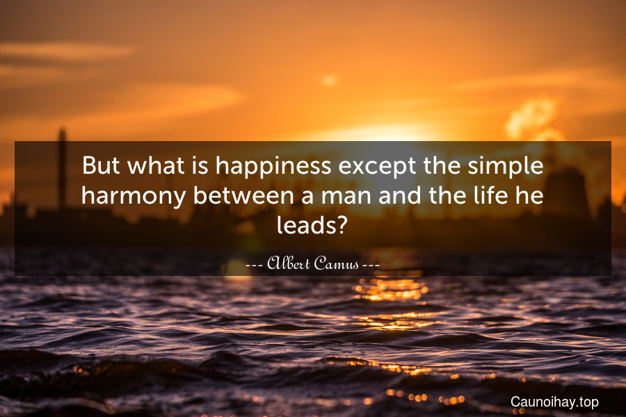 But what is happiness except the simple harmony between a man and the life he leads?