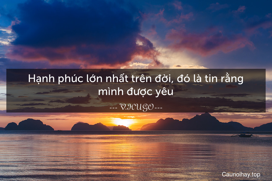 Hạnh phúc lớn nhất trên đời, đó là tin rằng mình được yêu.