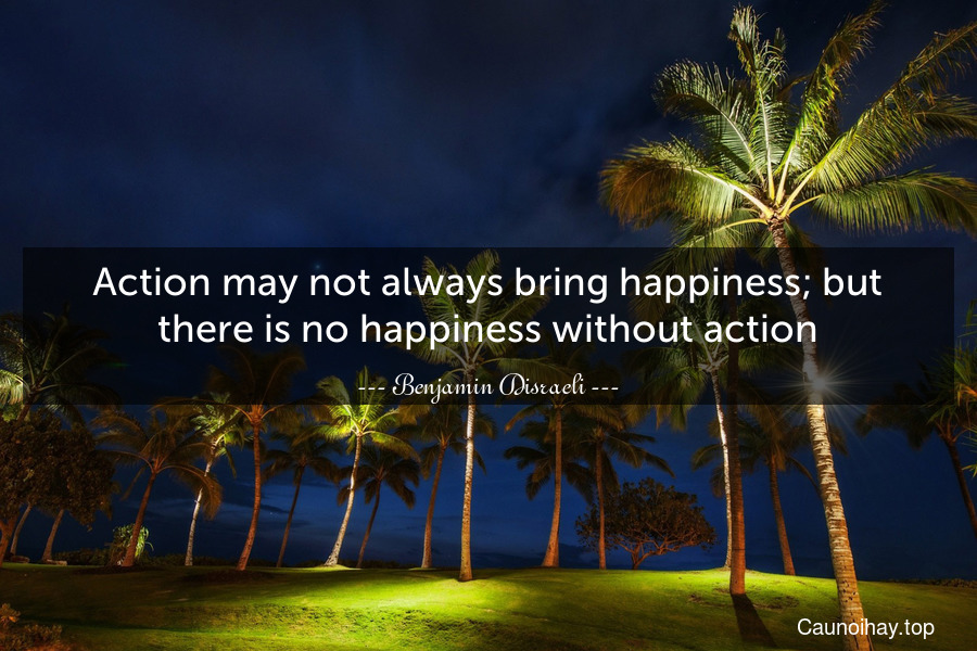 Action may not always bring happiness; but there is no happiness without action.