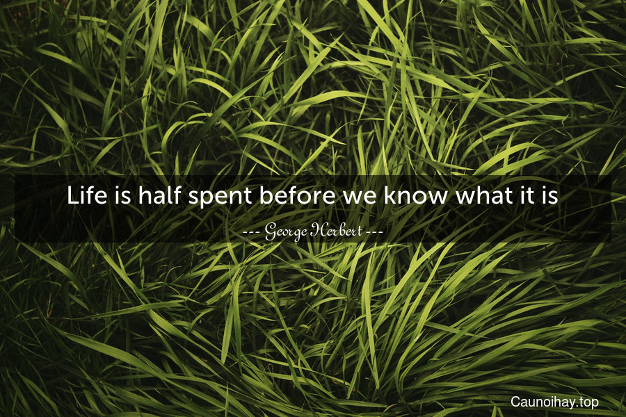 Life is half spent before we know what it is.