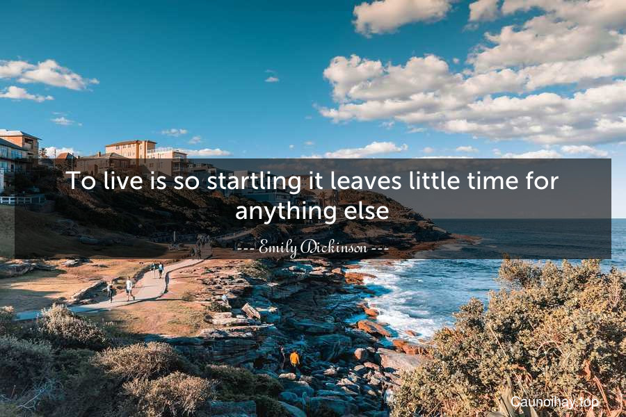 To live is so startling it leaves little time for anything else.