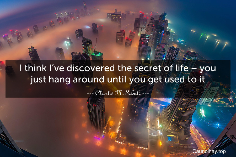 I think I’ve discovered the secret of life – you just hang around until you get used to it.