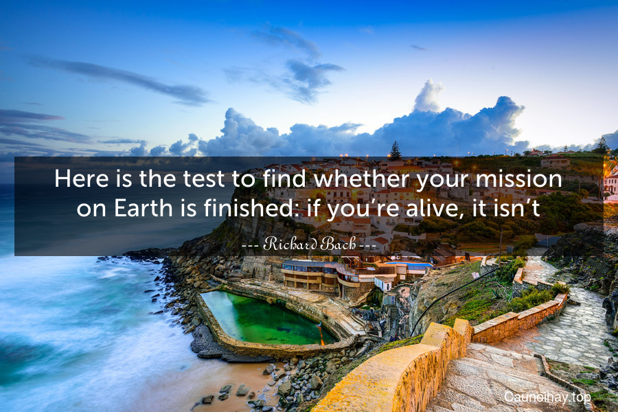 Here is the test to find whether your mission on Earth is finished: if you’re alive, it isn’t.