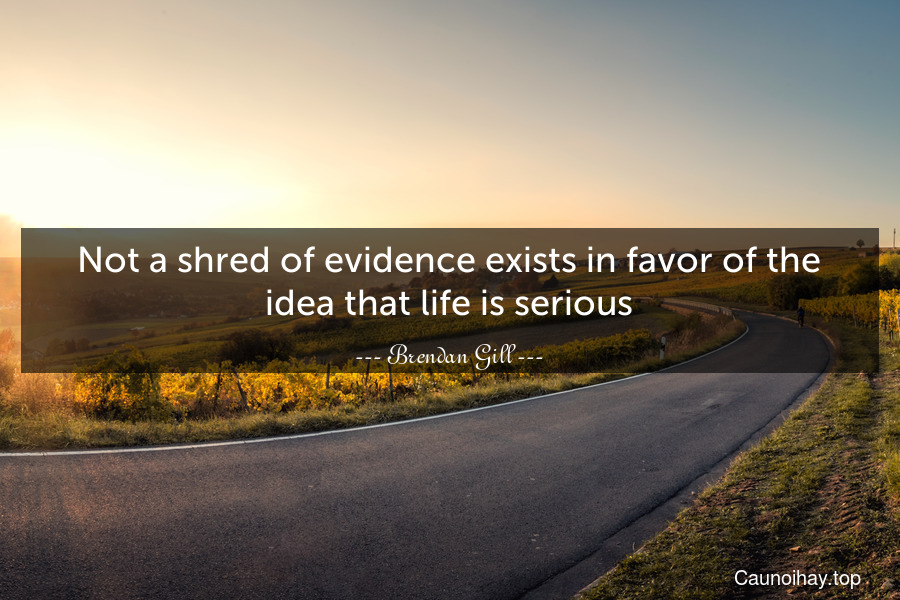 Not a shred of evidence exists in favor of the idea that life is serious.