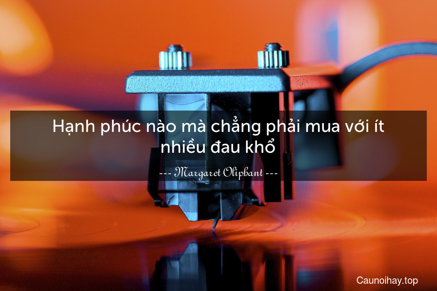 Hạnh phúc nào mà chẳng phải mua với ít nhiều đau khổ.