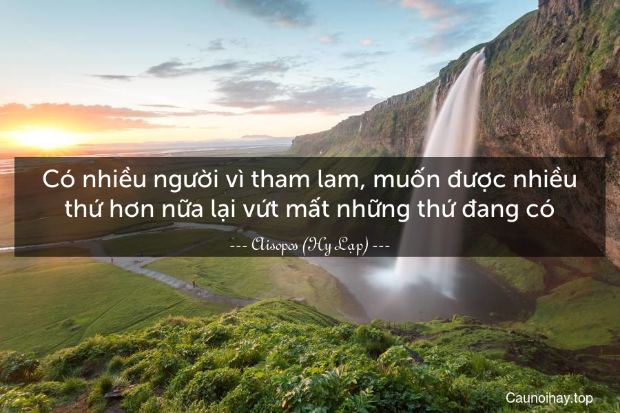 Có nhiều người vì tham lam, muốn được nhiều thứ hơn nữa lại vứt mất những thứ đang có.