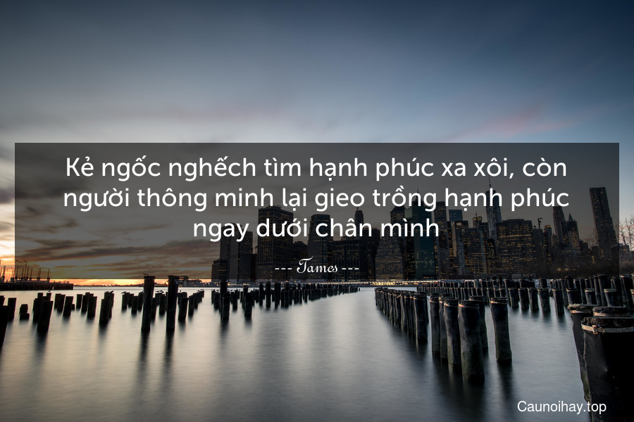 Kẻ ngốc nghếch tìm hạnh phúc xa xôi, còn người thông minh lại gieo trồng hạnh phúc ngay dưới chân mình.