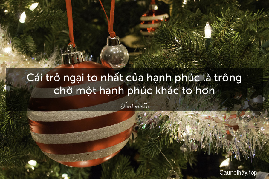 Cái trở ngại to nhất của hạnh phúc là trông chờ một hạnh phúc khác to hơn.