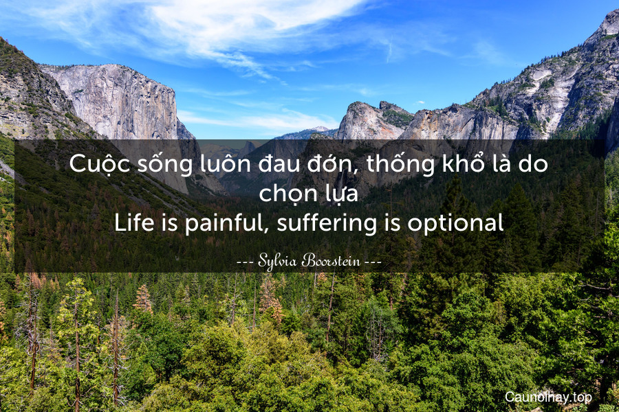 Cuộc sống luôn đau đớn, thống khổ là do chọn lựa.
Life is painful, suffering is optional.