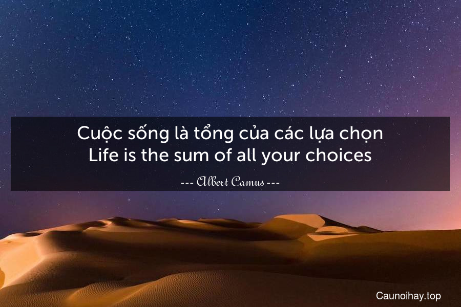 Cuộc sống là tổng của các lựa chọn.
Life is the sum of all your choices.