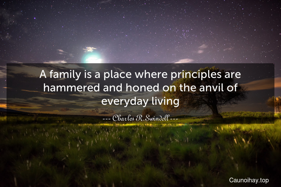A family is a place where principles are hammered and honed on the anvil of everyday living.