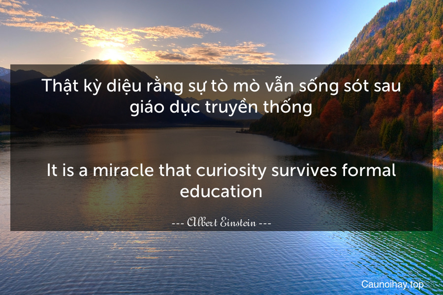Thật kỳ diệu rằng sự tò mò vẫn sống sót sau giáo dục truyền thống.
-
It is a miracle that curiosity survives formal education.