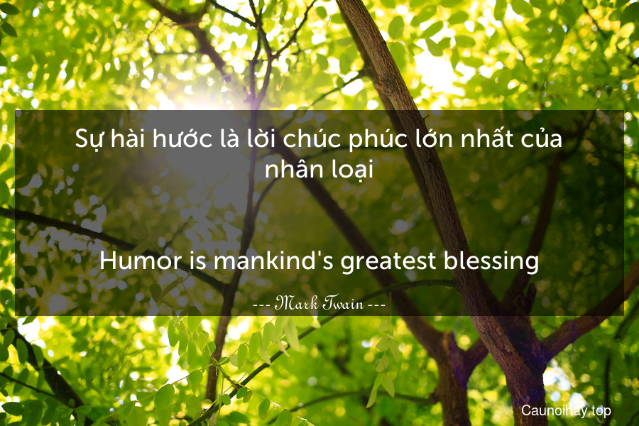 Sự hài hước là lời chúc phúc lớn nhất của nhân loại.
-
Humor is mankind's greatest blessing.