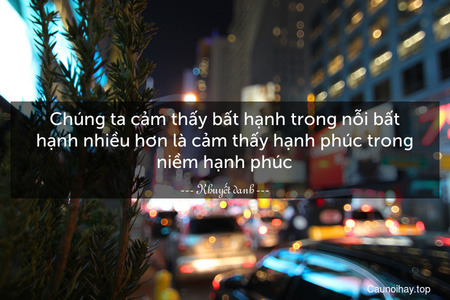 Chúng ta cảm thấy bất hạnh trong nỗi bất hạnh nhiều hơn là cảm thấy hạnh phúc trong niềm hạnh phúc.