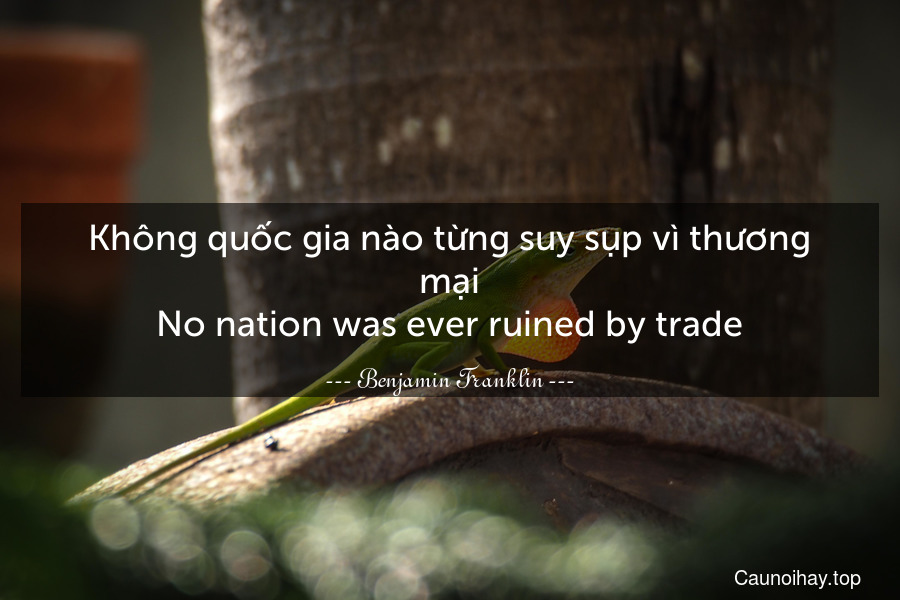 Không quốc gia nào từng suy sụp vì thương mại.
No nation was ever ruined by trade.