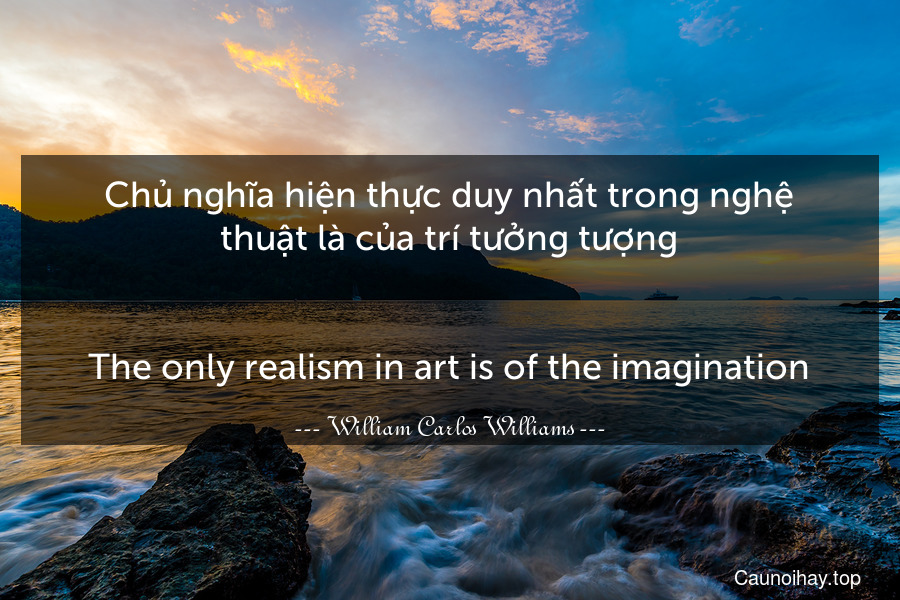 Chủ nghĩa hiện thực duy nhất trong nghệ thuật là của trí tưởng tượng.
-
The only realism in art is of the imagination.
