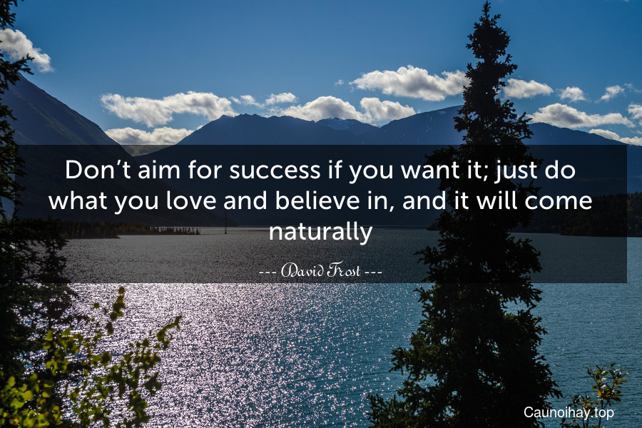 Don’t aim for success if you want it; just do what you love and believe in, and it will come naturally.