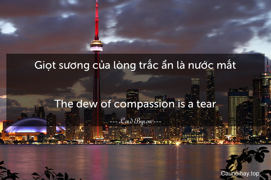 Giọt sương của lòng trắc ẩn là nước mắt.
-
The dew of compassion is a tear.