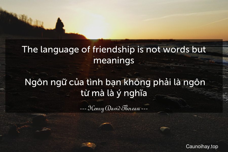 The language of friendship is not words but meanings.
 Ngôn ngữ của tình bạn không phải là ngôn từ mà là ý nghĩa.