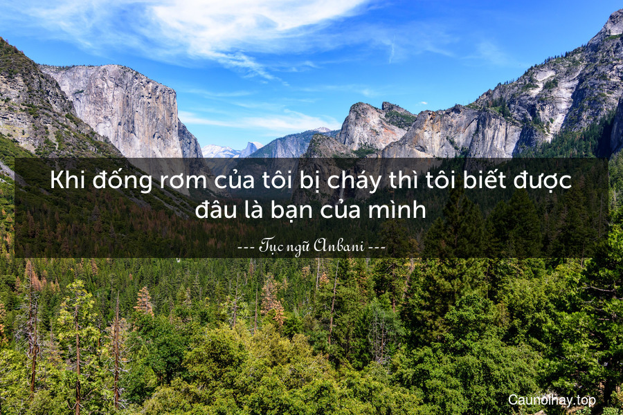 Khi đống rơm của tôi bị cháy thì tôi biết được đâu là bạn của mình.