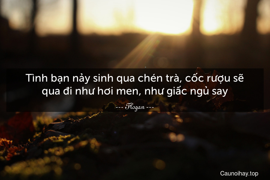 Tình bạn nảy sinh qua chén trà, cốc rượu sẽ qua đi như hơi men, như giấc ngủ say.