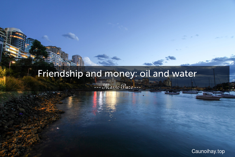 Friendship and money: oil and water.