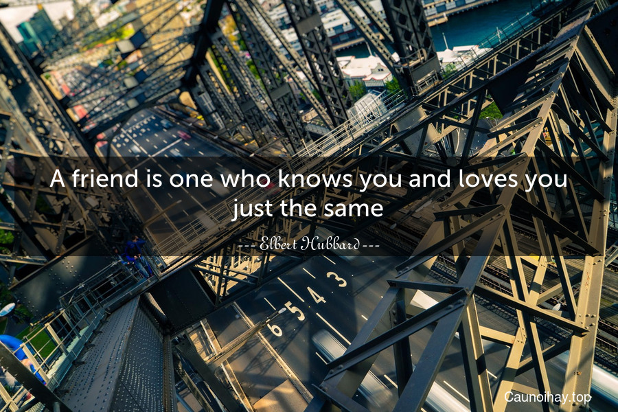 A friend is one who knows you and loves you just the same.