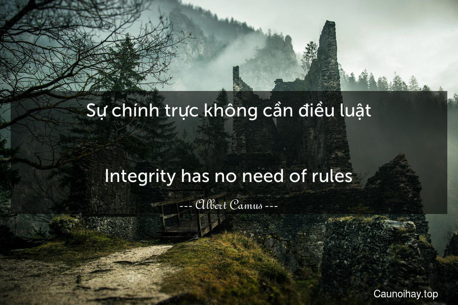 Sự chính trực không cần điều luật.
-
Integrity has no need of rules.