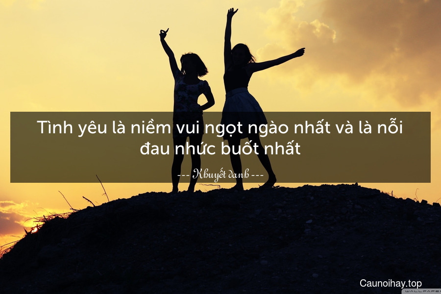 Tình yêu là niềm vui ngọt ngào nhất và là nỗi đau nhức buốt nhất.